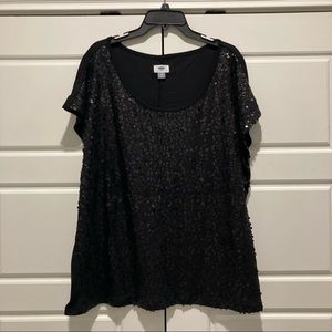 Old Navy Black Short Sleeve Sequin Top size 2X